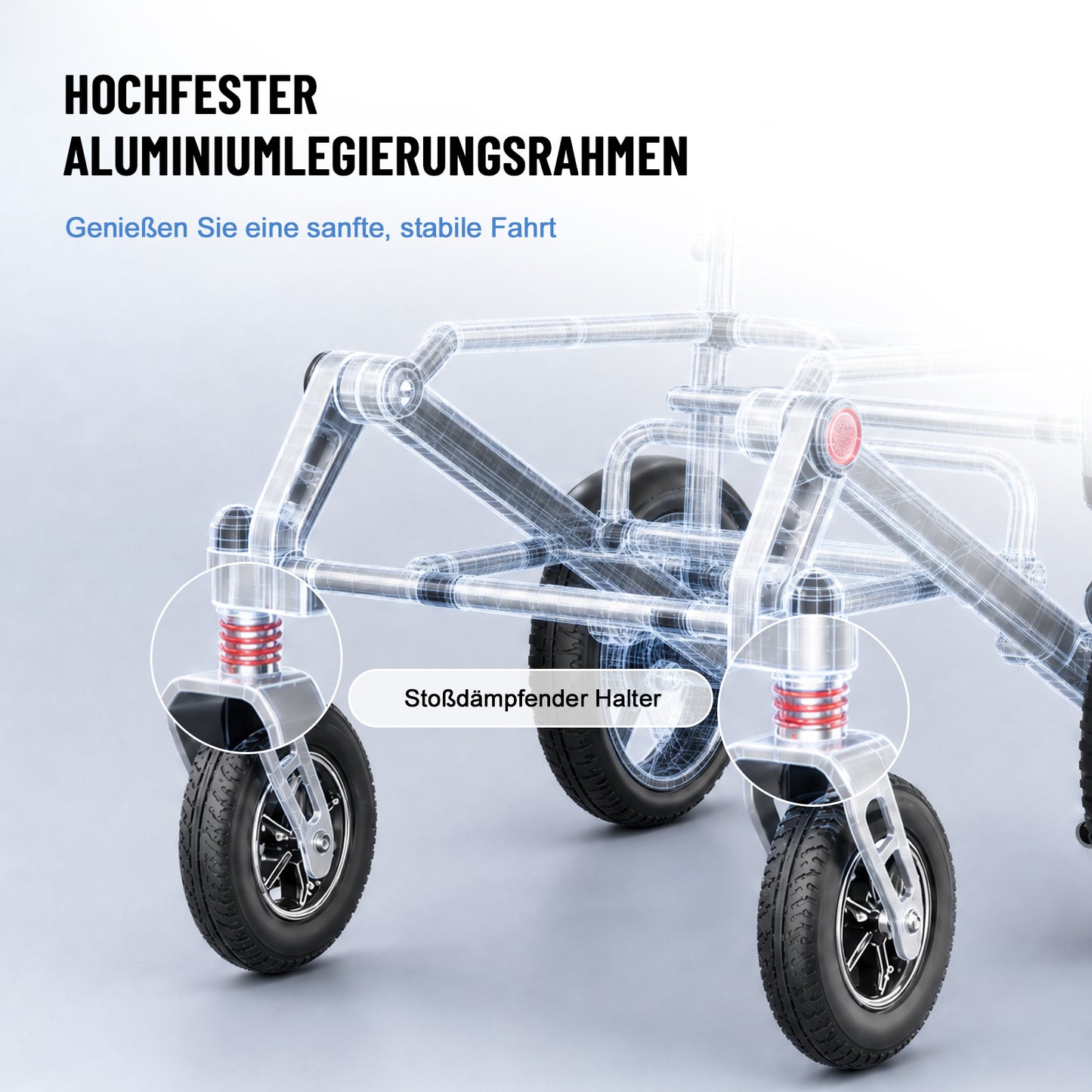 Invvqu E10 – Kompakter faltbarer Elektrorollstuhl, 500 W, mit Doppel 12Ah Akku Reichweite 2 x 20 km