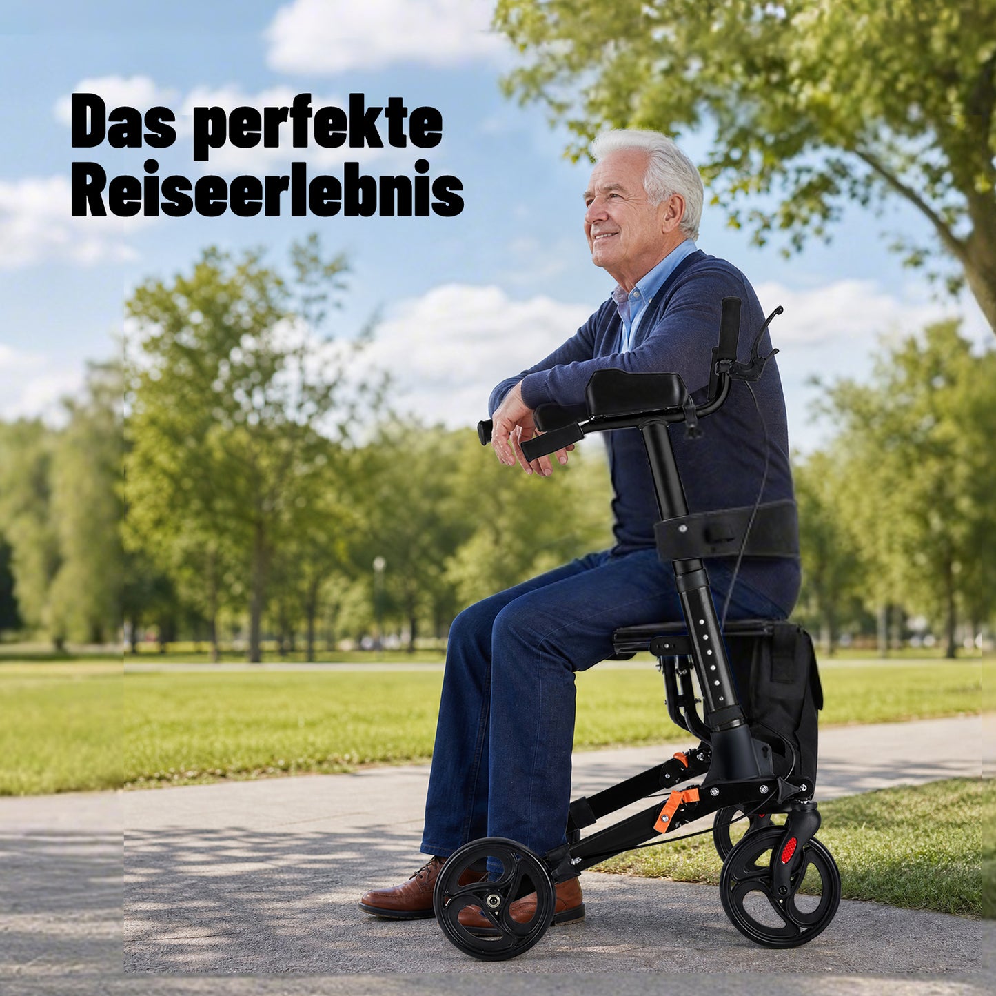 Invvqu W2-S – Rollator mit Unterarmstützen und Armauflagen, höhenverstellbar, bis 150 kg