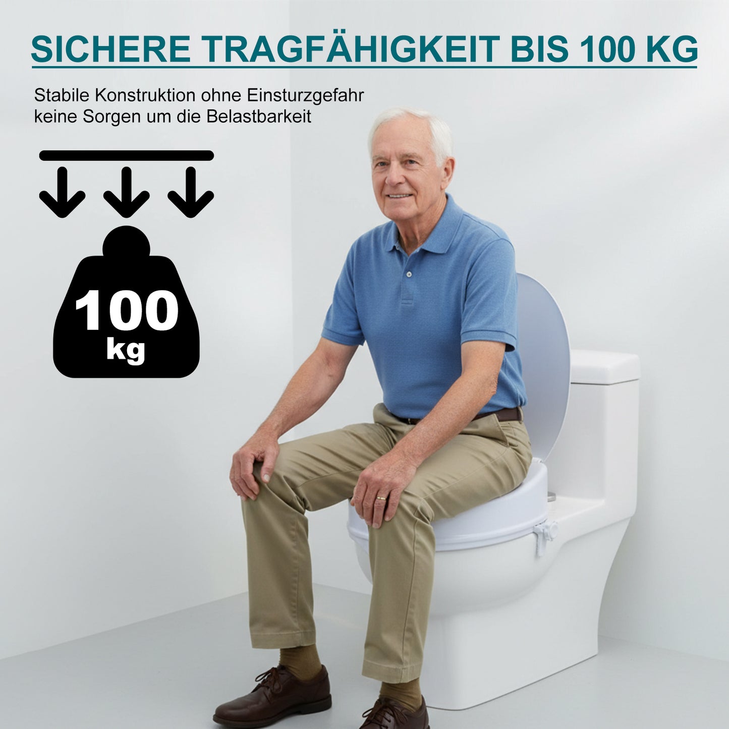 Invvqu T01-BS – Toilettenaufsatz mit sicherem Halt, 100 kg Tragkraft, für Senioren