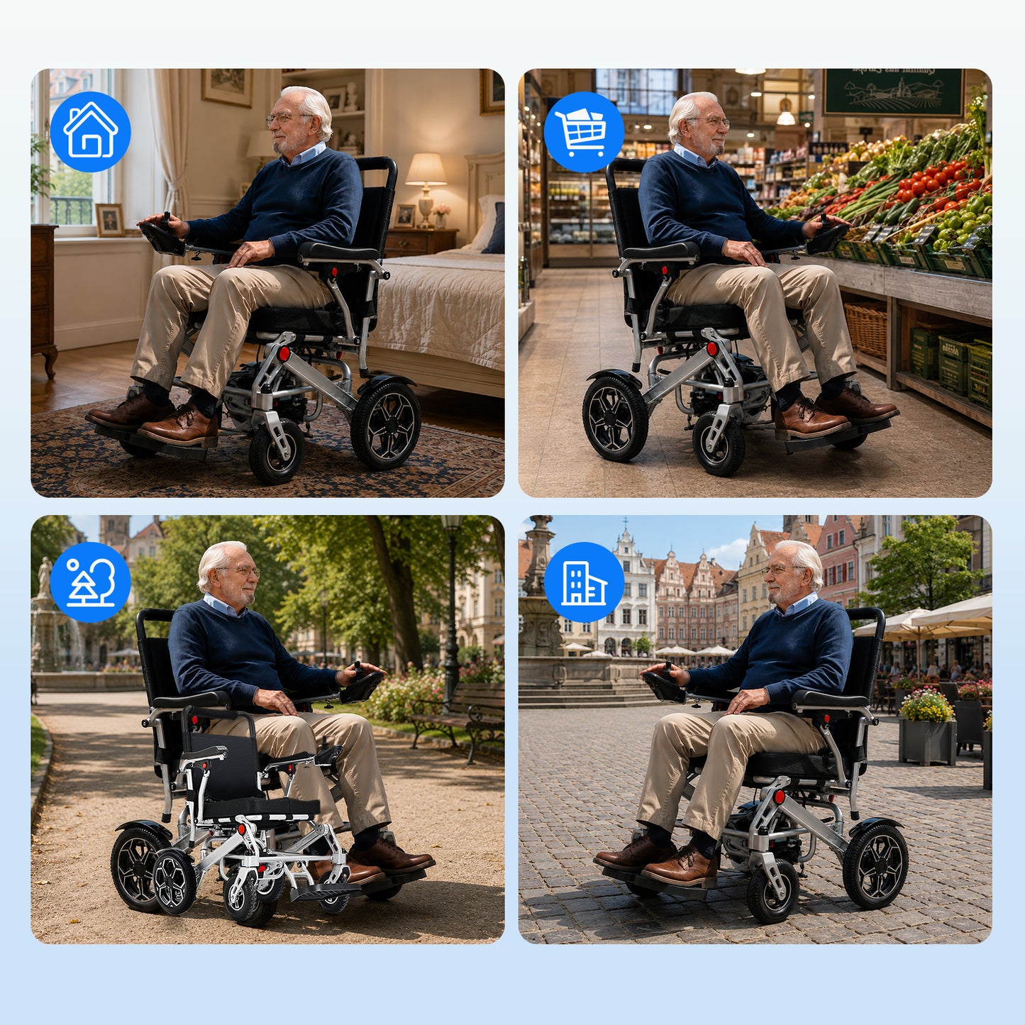 Invvqu E10 – Fauteuil roulant électrique pliable, 500 W, 12 Ah, idéal pour le quotidien et l'accompagnement