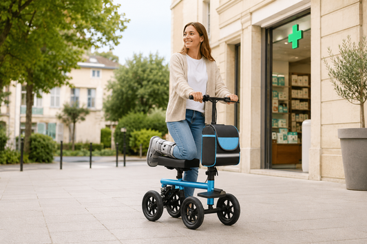 Knie-Roller bei Terminen und kurzen Wegen: Wie Sitz, Tasche und Faltfunktion den Alltag erleichtern können