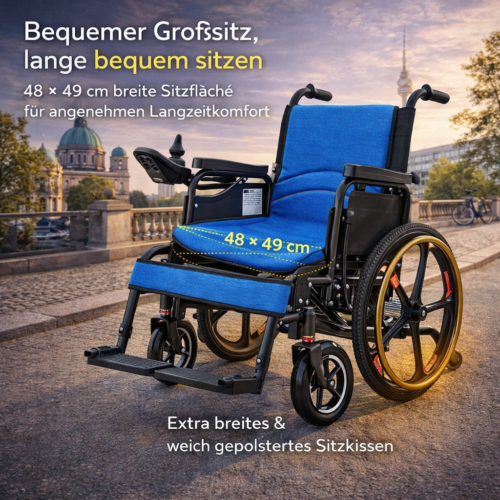 Invvqu E01 – Faltbarer robuster Elektrorollstuhl, 500 W, 20 Ah, 30 km