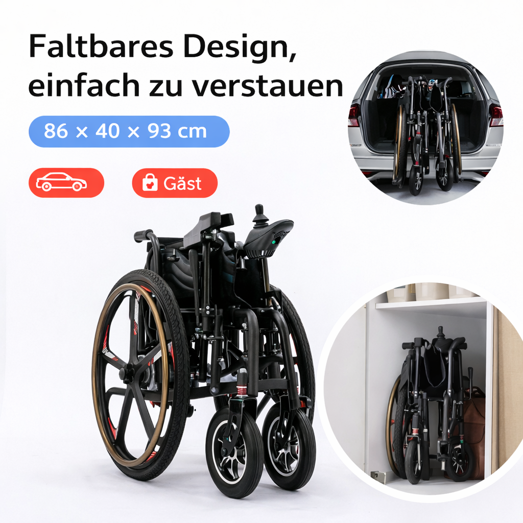 Invvqu E01 – Faltbarer robuster Elektrorollstuhl, 500 W, 20 Ah, 30 km