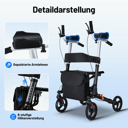 Invvqu W2-S – Rollator mit Unterarmstützen und Armauflagen, höhenverstellbar, bis 150 kg