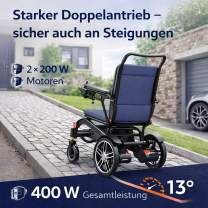 Invvqu E02 – Faltbarer leichter Elektrorollstuhl, 500 W, 12 Ah, 20 km