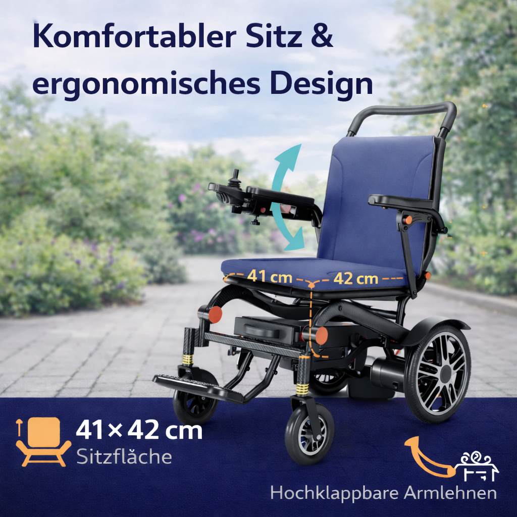 Invvqu E02 – Faltbarer leichter Elektrorollstuhl, 500 W, 12 Ah, 20 km