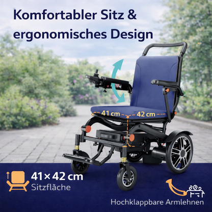 Invvqu E02 – Faltbarer leichter Elektrorollstuhl, 500 W, 12 Ah, 20 km