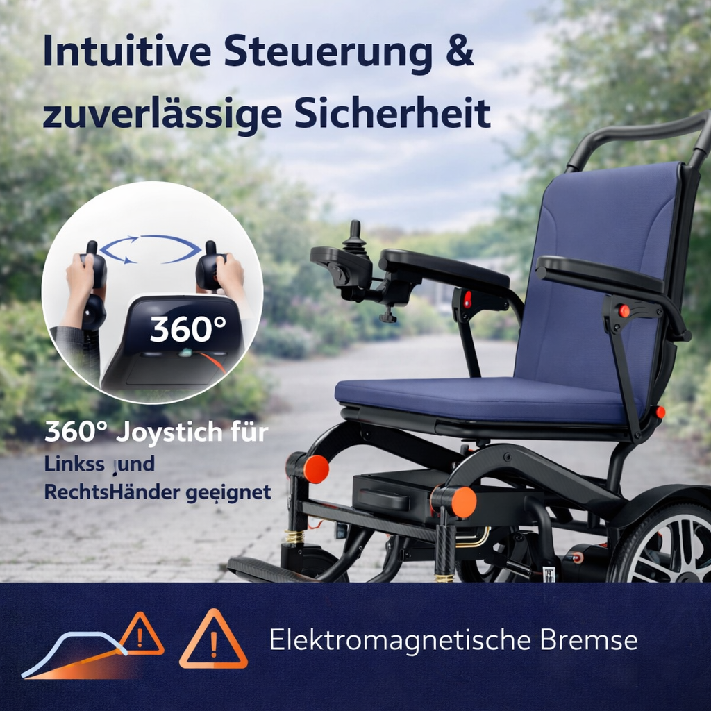 Invvqu E02 – Faltbarer leichter Elektrorollstuhl, 500 W, 12 Ah, 20 km