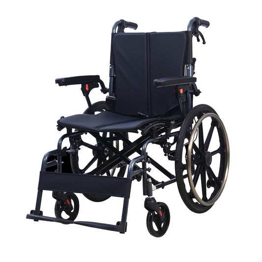 Invvqu M4 Faltbarer Rollstuhl – Leicht, Manueller Aluminium Rollstuhl, 100 kg