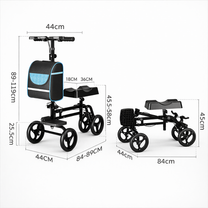 Invvqu K01-S – Faltbarer leichter Knie-Roller mit Sitz, höhenverstellbar, Krückenersatz