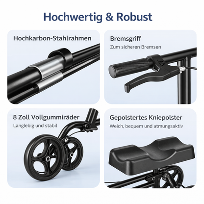 Invvqu K01-B – Faltbarer Knieroller mit Sitz & Tasche, höhenverstellbar, Krückenersatz