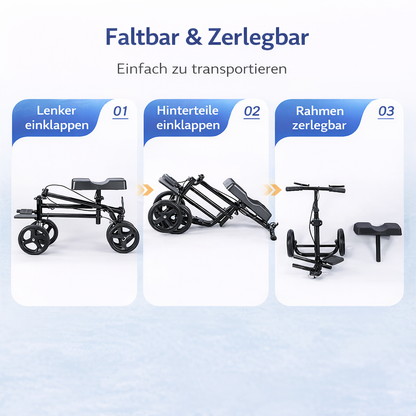 Invvqu K01-S – Faltbarer leichter Knie-Roller mit Sitz, höhenverstellbar, Krückenersatz