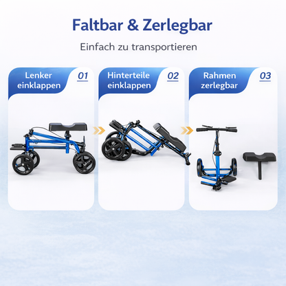 Invvqu K01-B – Faltbarer Knieroller mit Sitz & Tasche, höhenverstellbar, Krückenersatz