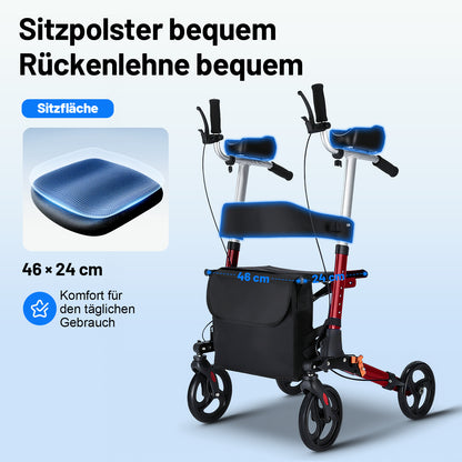 Invvqu W2-R – Rollator mit Unterarmstützen und Armauflagen, höhenverstellbar, bis 150 kg
