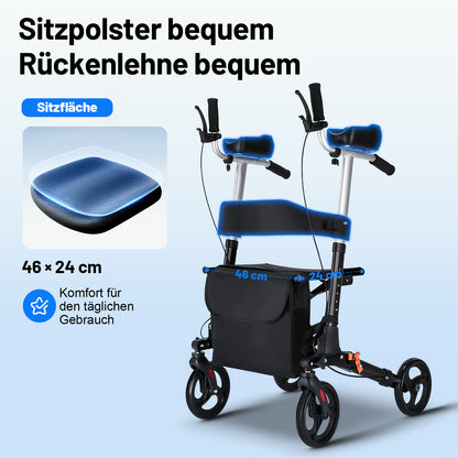 Invvqu W2-S – Rollator mit Unterarmstützen und Armauflagen, höhenverstellbar, bis 150 kg