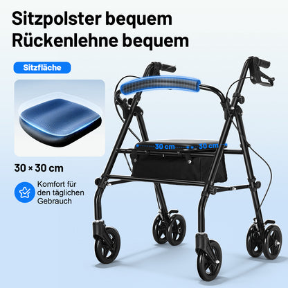 Invvqu W5 – Andador plegable ligero, 8,14 kg, con asiento y bolso, altura ajustable