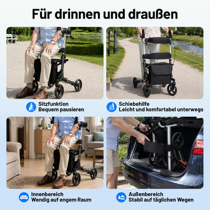 Invvqu W2-S – Rollator mit Unterarmstützen und Armauflagen, höhenverstellbar, bis 150 kg