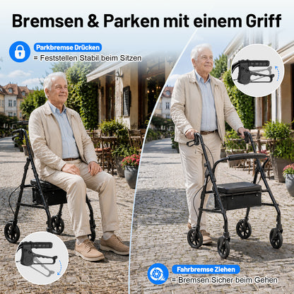 Invvqu W5 – Andador plegable ligero, 8,14 kg, con asiento y bolso, altura ajustable