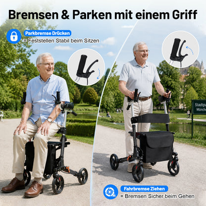 Invvqu W2-S – Rollator mit Unterarmstützen und Armauflagen, höhenverstellbar, bis 150 kg