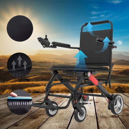 Invvqu VITA-1H Schwarz-Rot faltbarer Elektrorollstuhl– 500W Motor, 12Ah Akku, 20 km Reichweite