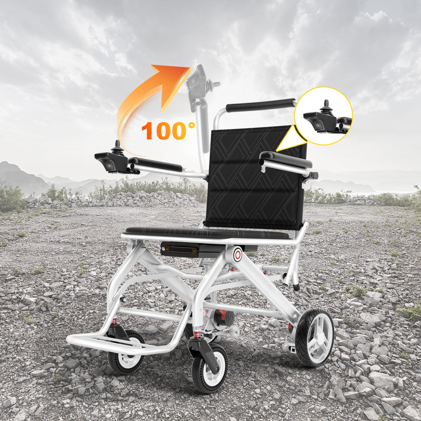 Invvqu VITA-1S Silber faltbarer Elektrorollstuhl– 500W Motor, 12Ah Akku, 20 km Reichweite