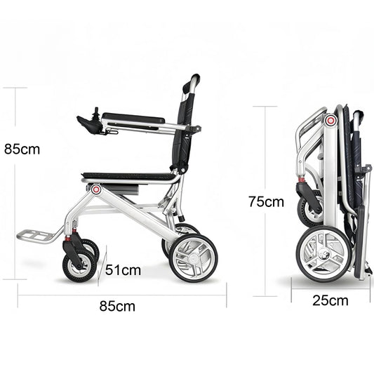 Invvqu VITA-1S Silber faltbarer Elektrorollstuhl– 500W Motor, 12Ah Akku, 20 km Reichweite