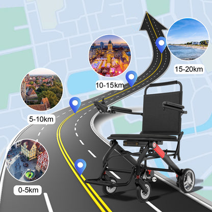 Invvqu VITA-1H Schwarz-Rot faltbarer Elektrorollstuhl– 500W Motor, 12Ah Akku, 20 km Reichweite