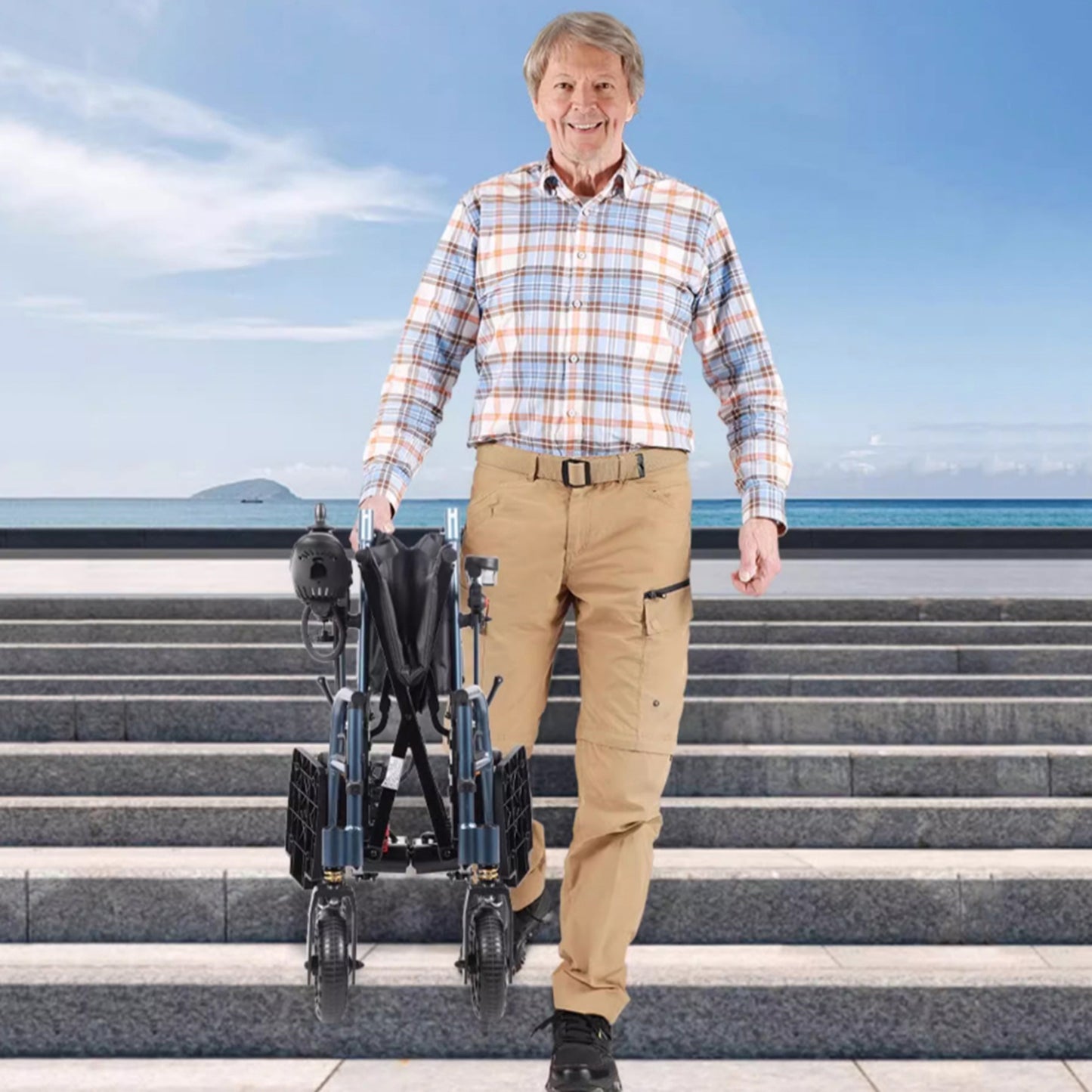 Invvqu E08 – Leichter faltbarer Elektrorollstuhl, 500 W, 10 Ah, kompakt für Alltag & Transport
