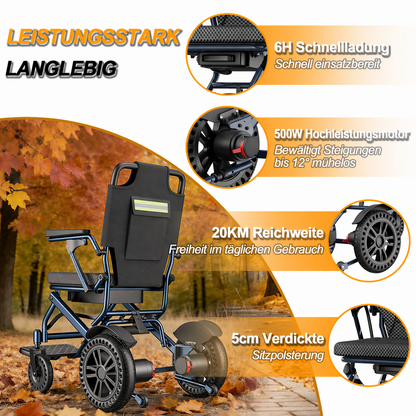 Invvqu D14 faltbarer Elektrorollstuhl – 18,5 kg, 500 W, 12 Ah, 150 kg