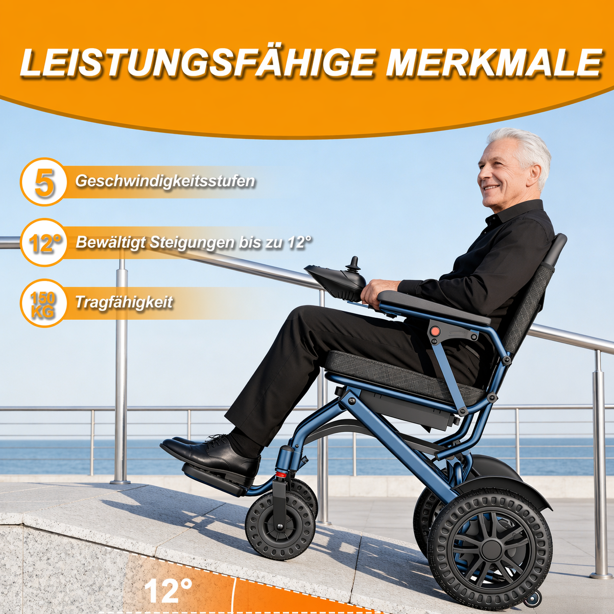Invvqu D14 faltbarer Elektrorollstuhl – 18,5 kg, 500 W, 12 Ah, 150 kg