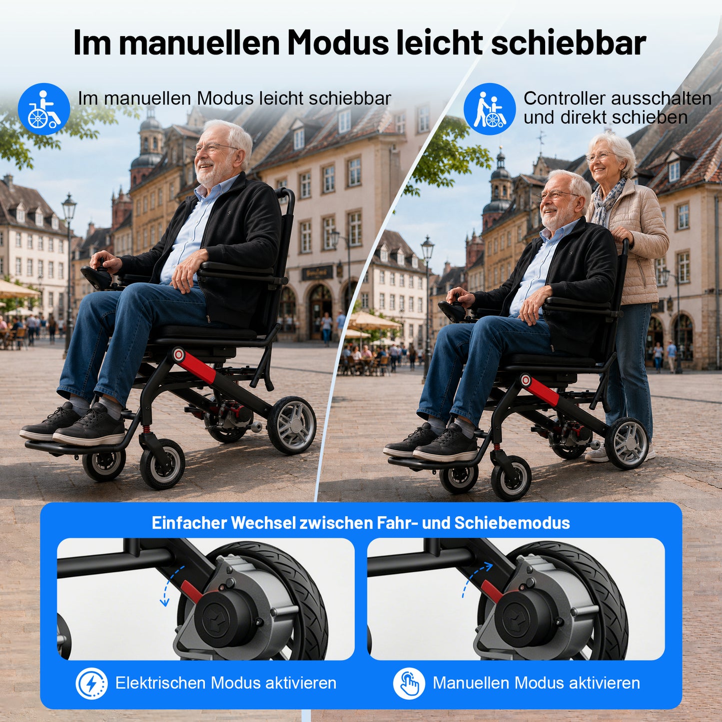 Invvqu V1H – Ultraleichter faltbarer Elektrorollstuhl, nur 14,5 kg, kompakt und mobil