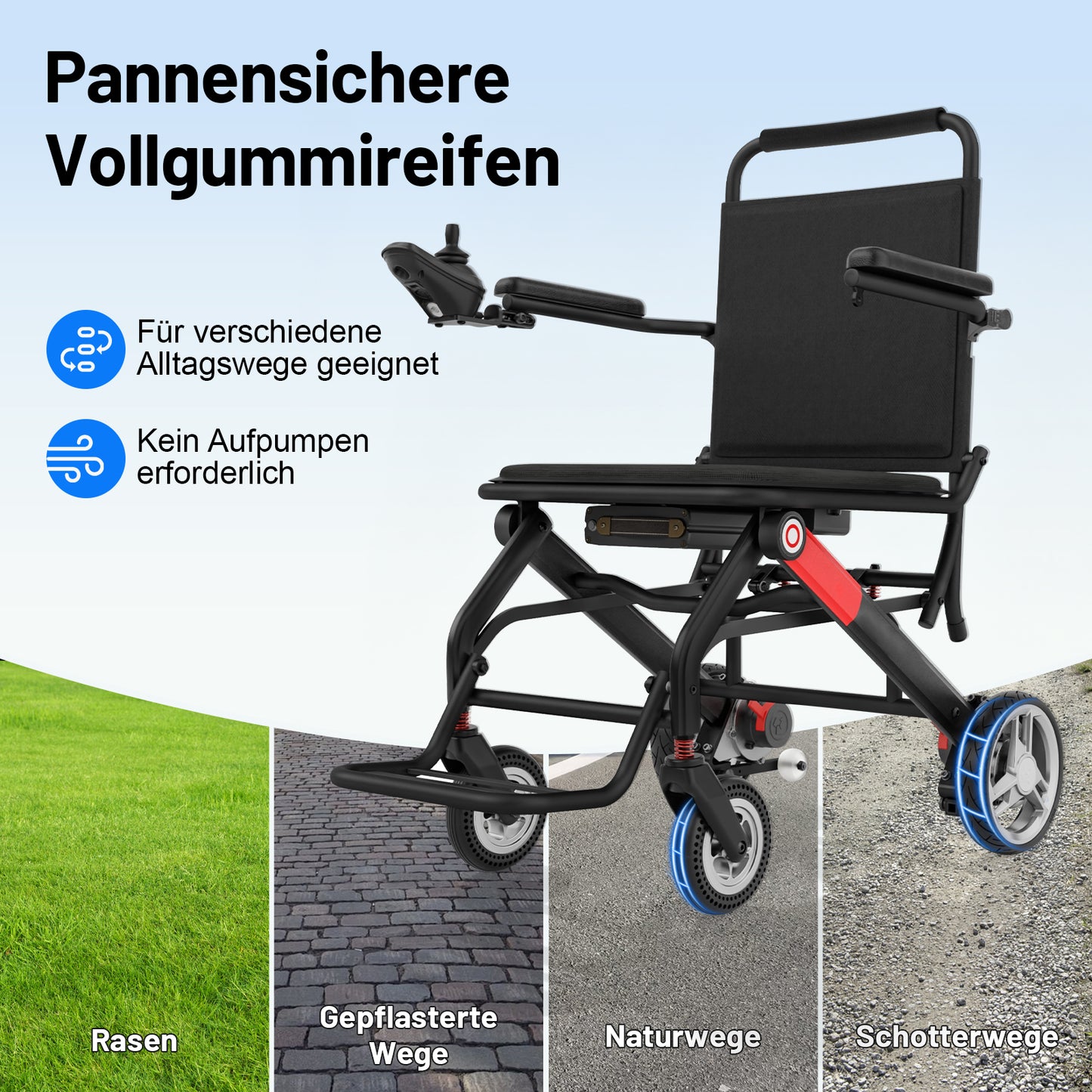 Invvqu V1H – Ultraleichter faltbarer Elektrorollstuhl, nur 14,5 kg, kompakt und mobil