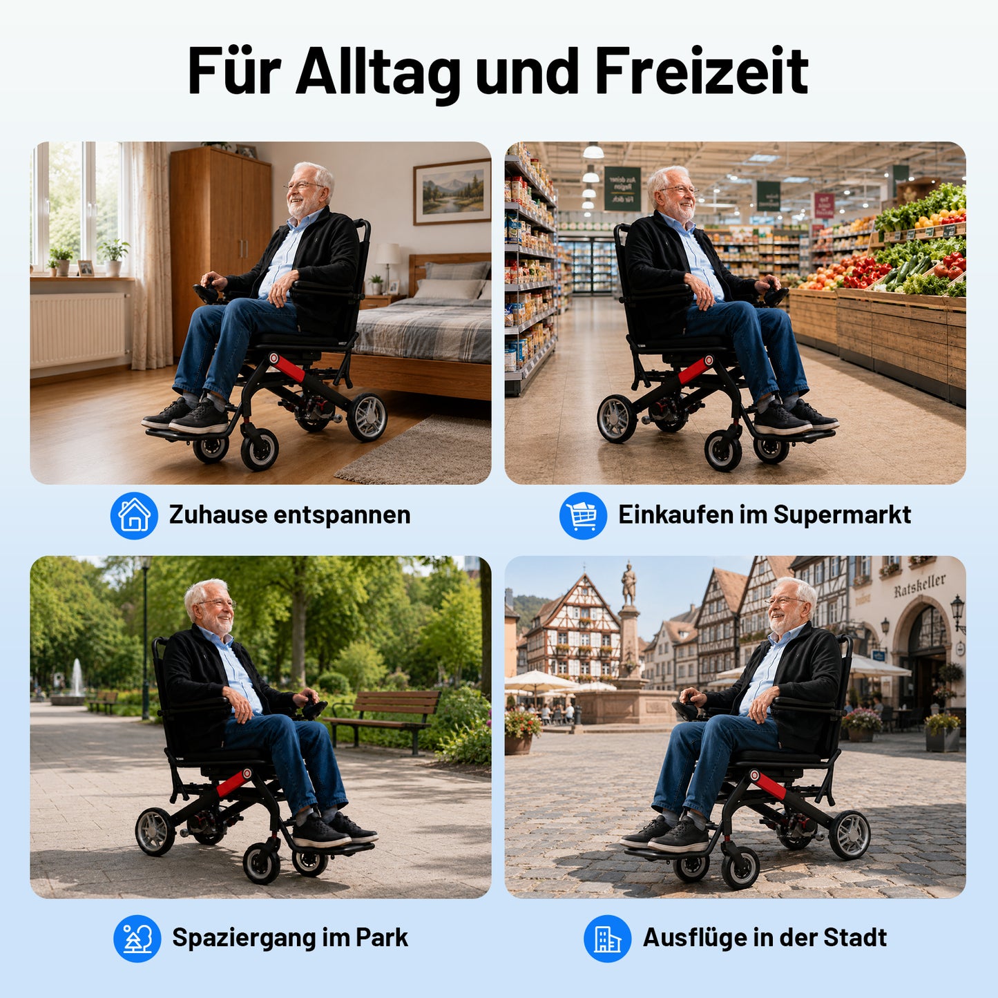 Invvqu V1H – Ultraleichter faltbarer Elektrorollstuhl, nur 14,5 kg, kompakt und mobil