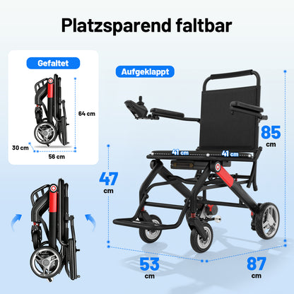 Invvqu V1H – Ultraleichter faltbarer Elektrorollstuhl, nur 14,5 kg, kompakt und mobil