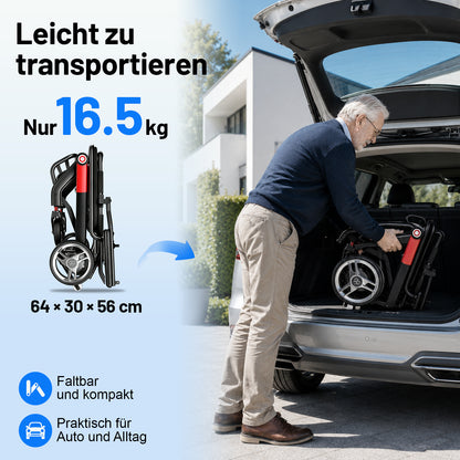 Invvqu V1H – Ultraleichter faltbarer Elektrorollstuhl, nur 14,5 kg, kompakt und mobil