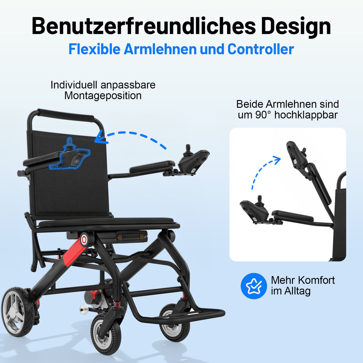 Invvqu V1H – Ultraleichter faltbarer Elektrorollstuhl, nur 14,5 kg, kompakt und mobil