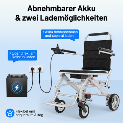 Invvqu V1S – Fauteuil roulant électrique pliant ultraléger, seulement 14,5 kg, idéal pour voyager