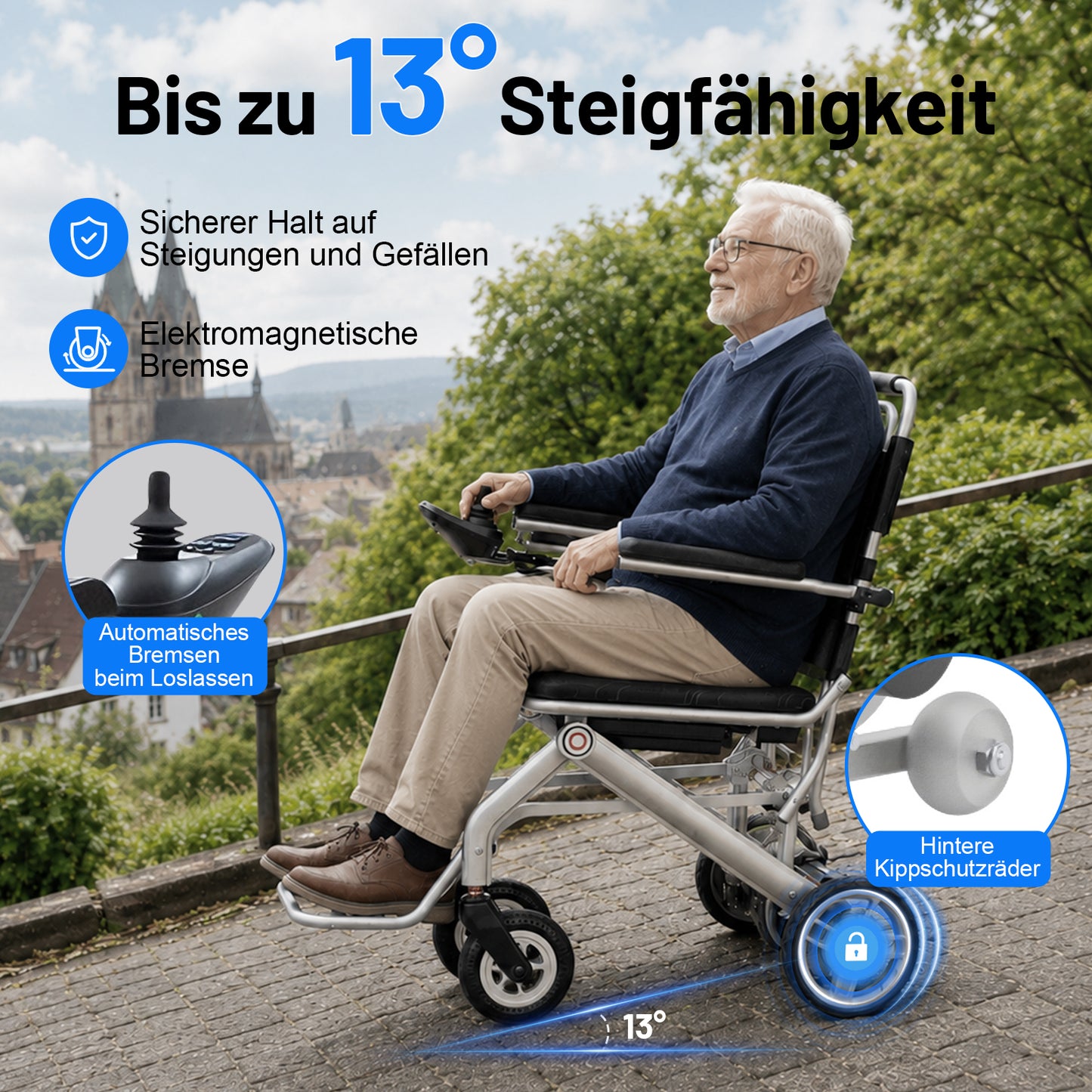 Invvqu V1S – Fauteuil roulant électrique pliant ultraléger, seulement 14,5 kg, idéal pour voyager