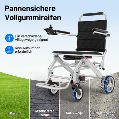 Invvqu V1S – Fauteuil roulant électrique pliant ultraléger, seulement 14,5 kg, idéal pour voyager