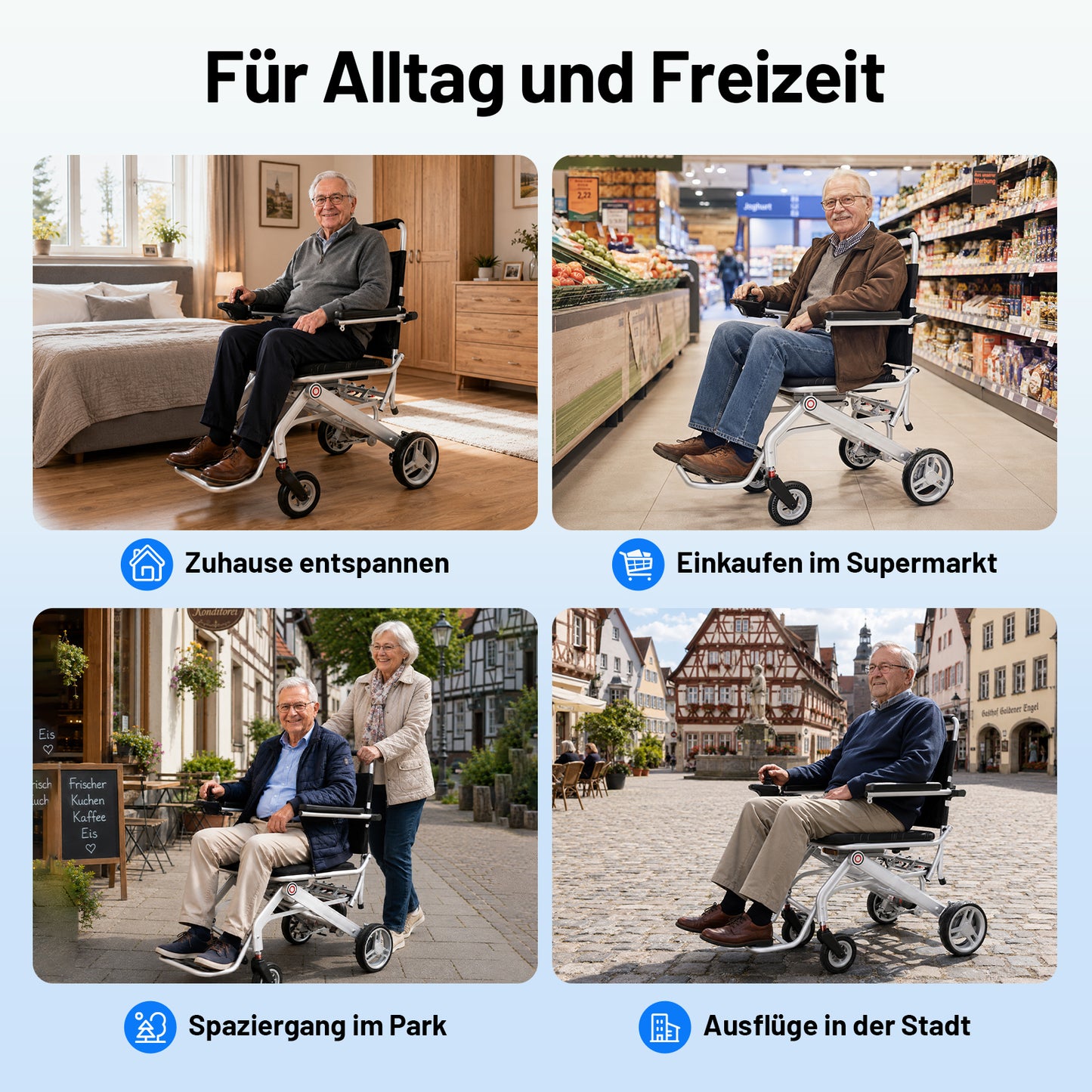 Invvqu V1S – Fauteuil roulant électrique pliant ultraléger, seulement 14,5 kg, idéal pour voyager