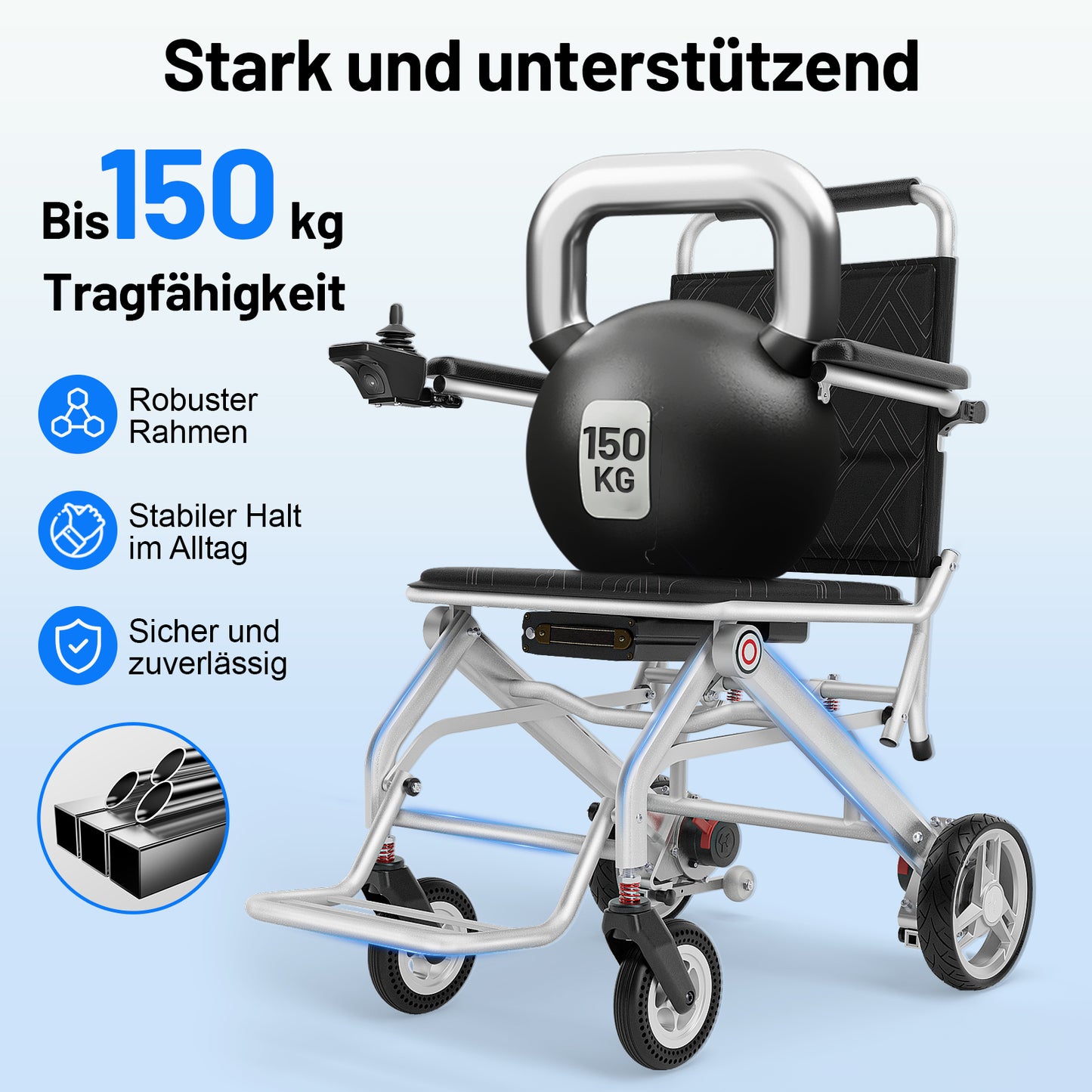 Invvqu V1S – Fauteuil roulant électrique pliant ultraléger, seulement 14,5 kg, idéal pour voyager