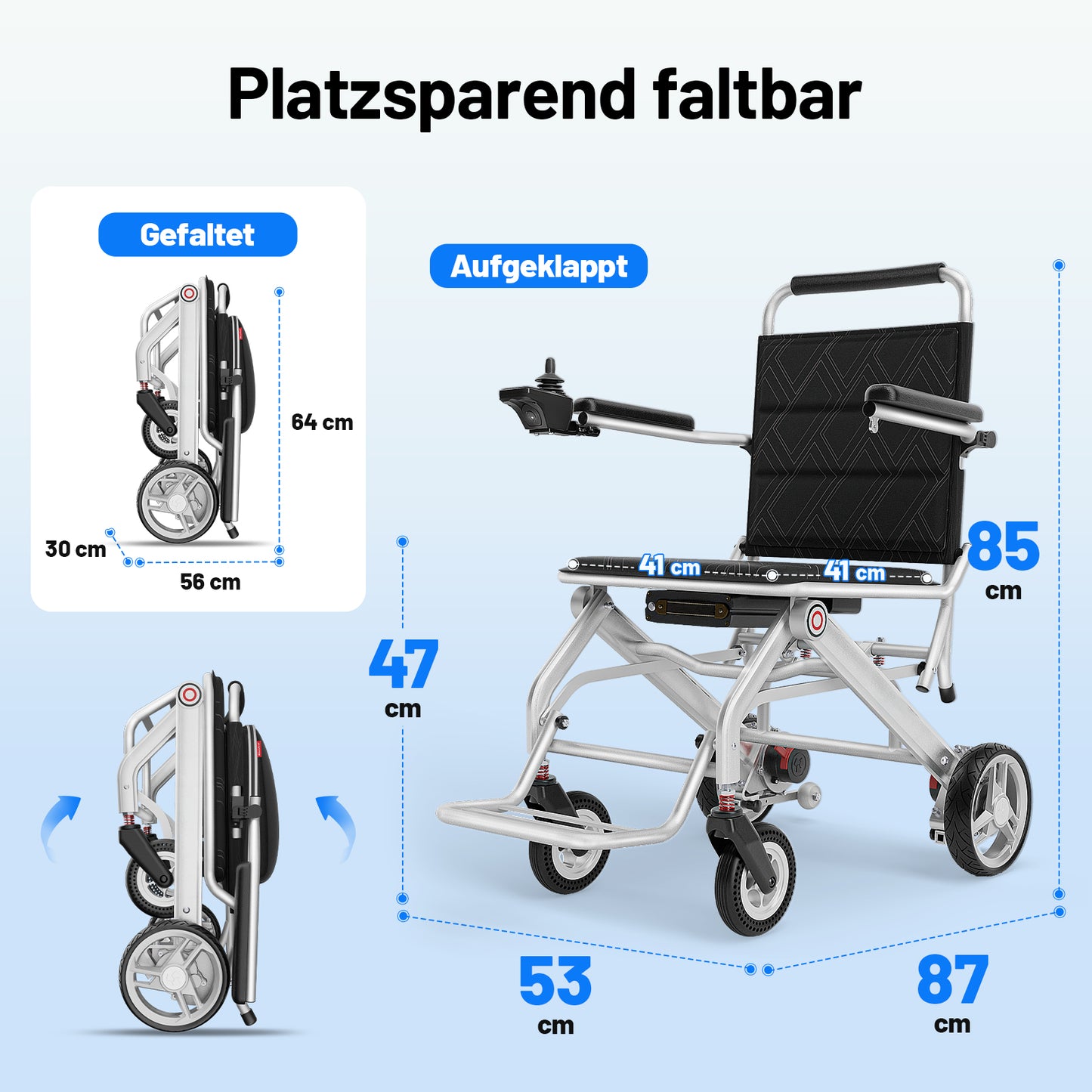 Invvqu V1S – Fauteuil roulant électrique pliant ultraléger, seulement 14,5 kg, idéal pour voyager