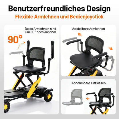 Invvqu E01 – Silla de ruedas eléctrica plegable robusta, 500 W, 20 Ah, 30 km