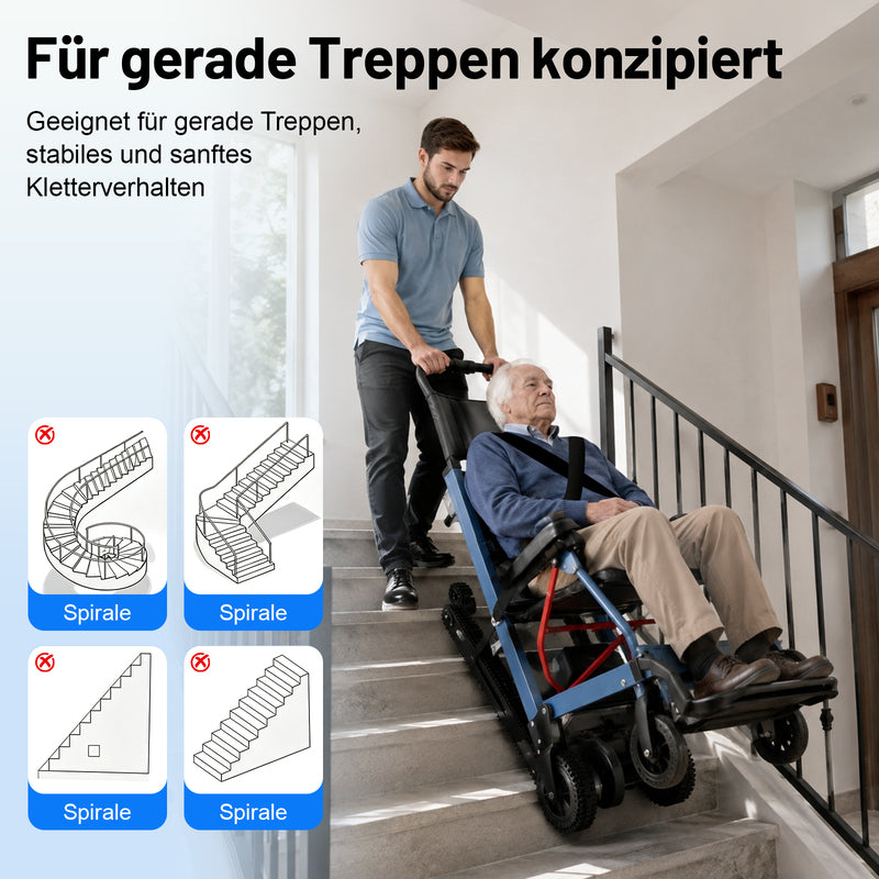 T01 Elektrischer Rollstuhl Treppensteiger – Mobile Treppenraupe für Senioren & Menschen mit eingeschränkter Mobilität