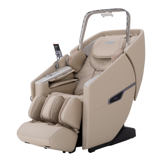A553 Beige Massagesessel mit 3D-Tiefenmassage, Sprachsteuerung und Ganzkörper-Airbag-Massage