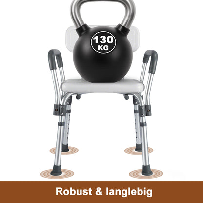 Invvqu B01-BS – Höhenverstellbarer Duschstuhl, rutschfest, 100 kg Tragkraft