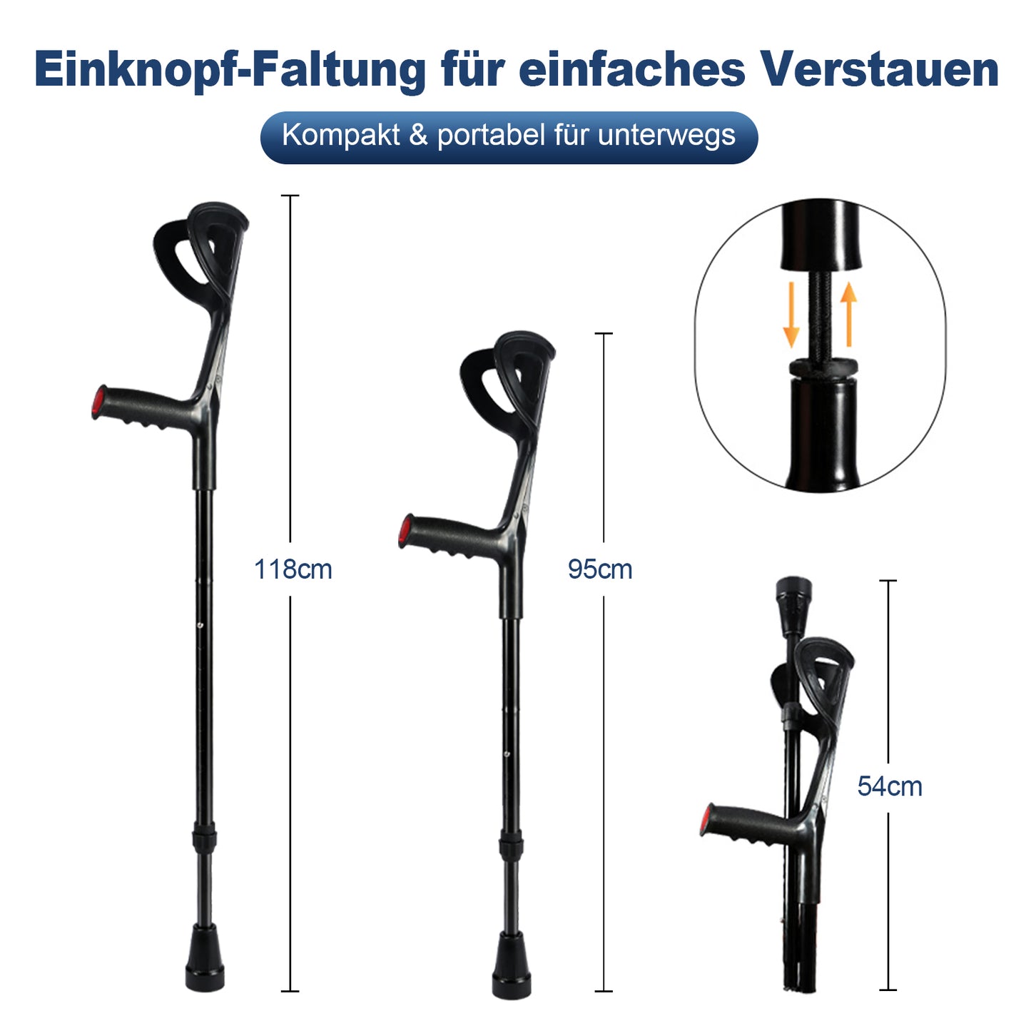 Invvqu C01 – Faltbare leichte Gehhilfe, höhenverstellbar, rutschfest, für Senioren