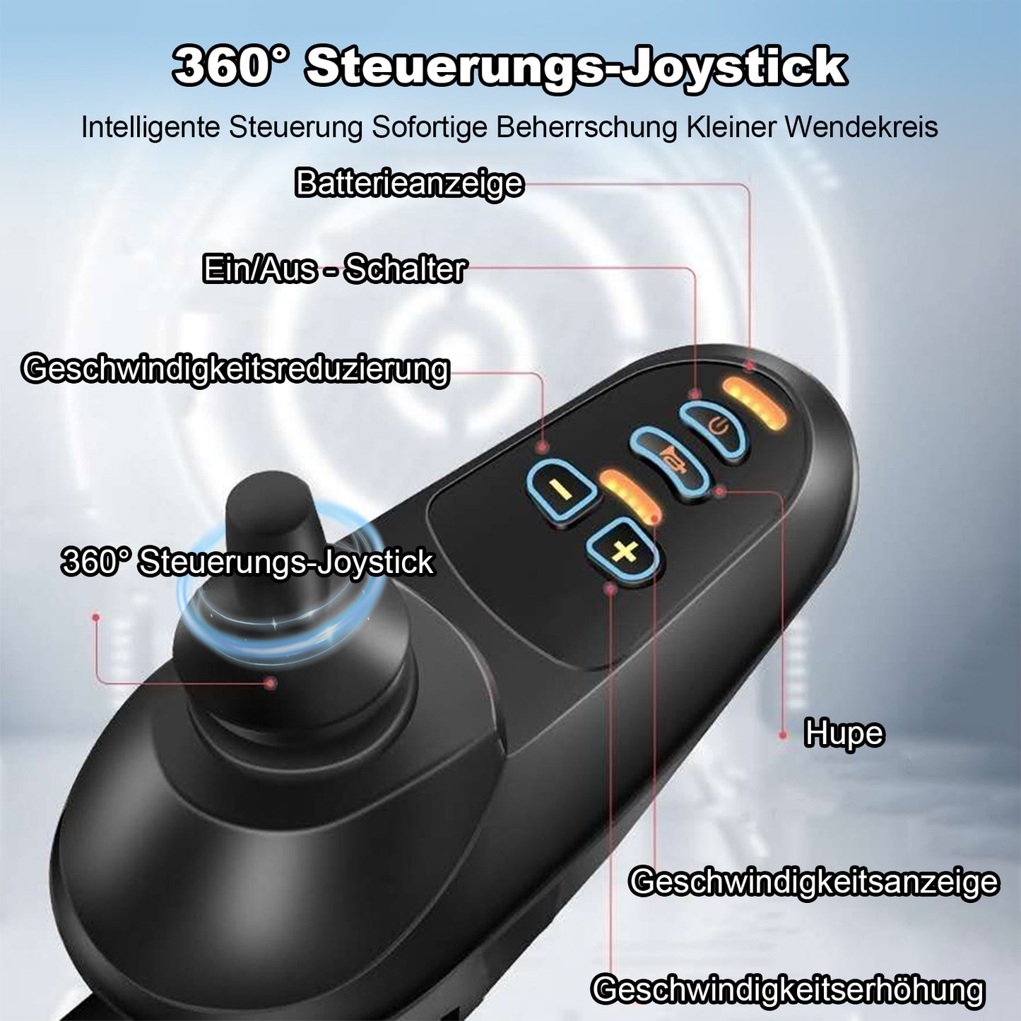 Invvqu D04 Elektrorollstuhl – 10Ah Akku, 20 km Reichweite, 500W Motor, faltbar & leicht