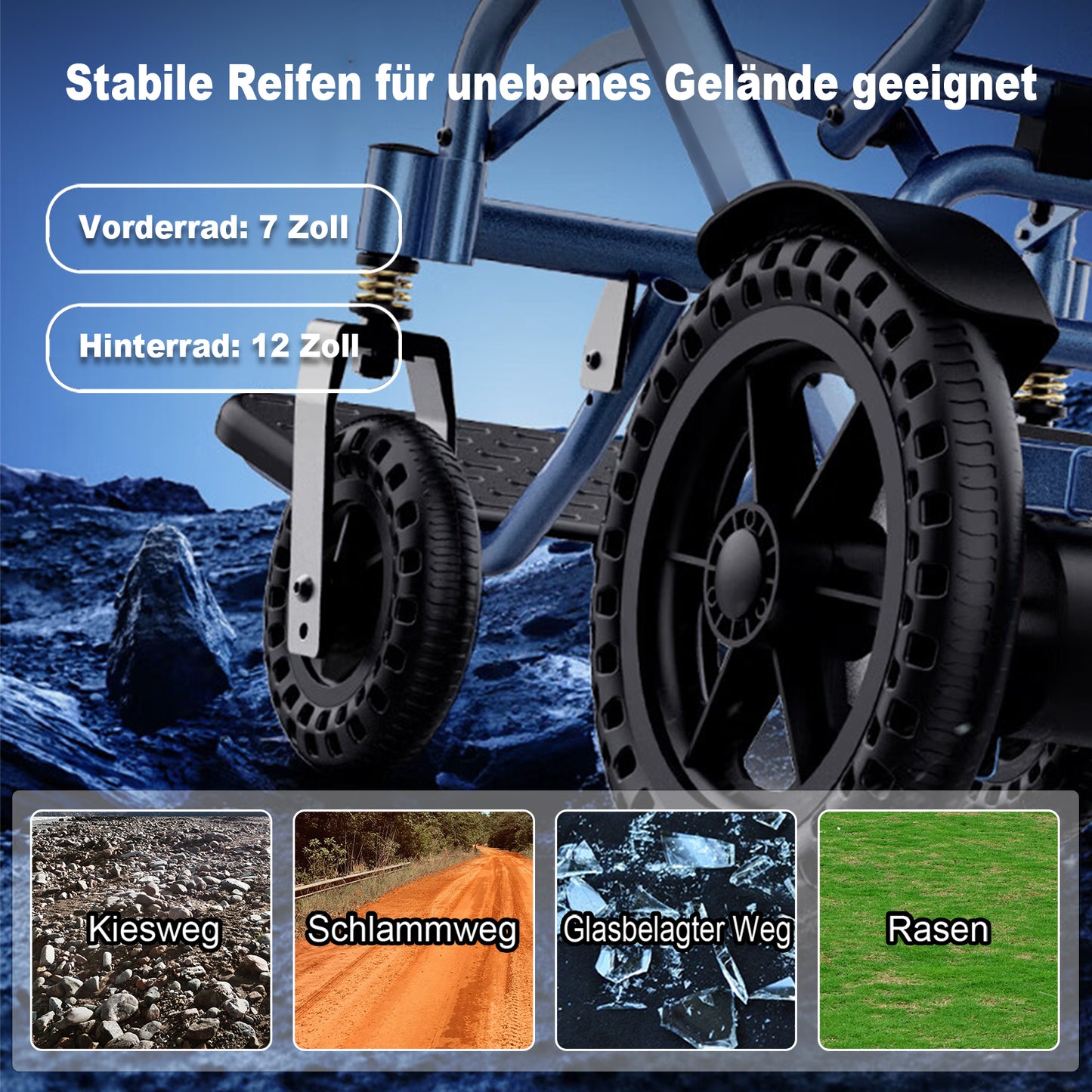 Invvqu D04 Elektrorollstuhl – 10Ah Akku, 20 km Reichweite, 500W Motor, faltbar & leicht