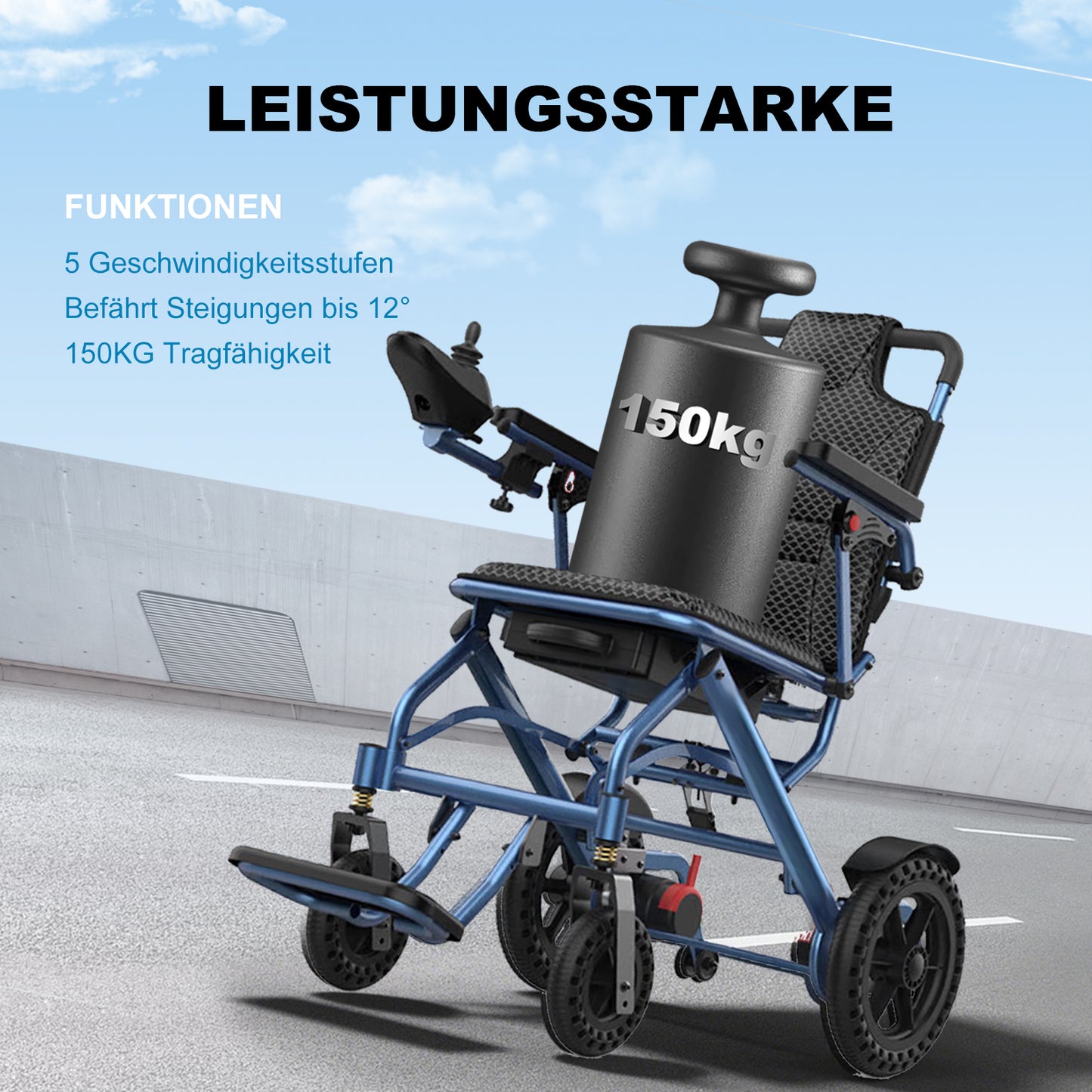 Invvqu D04 Elektrorollstuhl – 10Ah Akku, 20 km Reichweite, 500W Motor, faltbar & leicht
